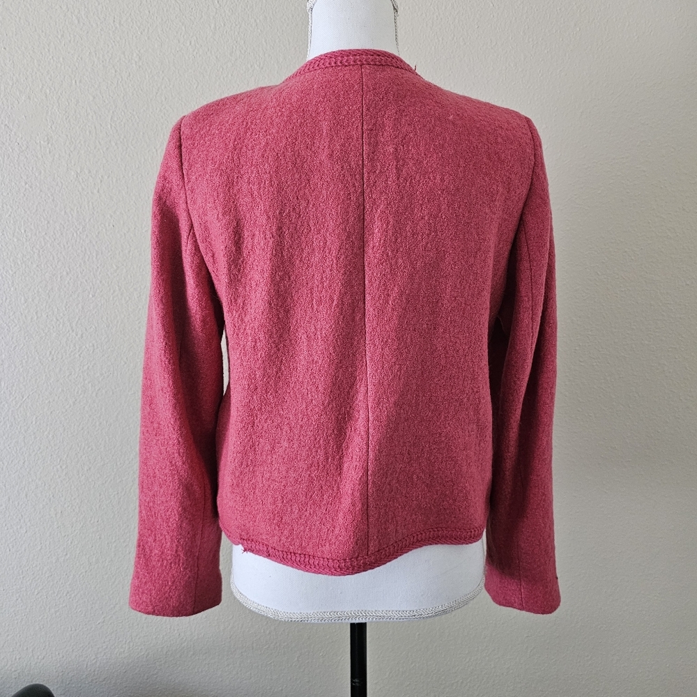 Talbots Berkshire Crop Jacket Blazer Size 8 Pink Coral Wool Blend - Picture 10 of 12
